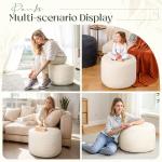 AMCATON Round Corduroy Ottoman Foot Rest Pouf for Living Room Couch - Soft Plush Shredded Foam Filled Hassock Stool, Comfy Footstool