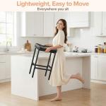 Vellorise 24 Inch Counter Height Bar Stools Set of 2, Compact Counter Stools for Small Spaces, Premium Faux Leather Barstools with Right-Sized Saddle Seat & Metal Legs, 15-Minute Easy Assembly, Black