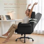 LEMBERI Big and Tall Office Chair, Flip Armrests for Cross Legged Sitting, Fabric Wide Vanity Chair, Height Adjustable Computer Chair, High Back Swivel Desk Chair (Black)