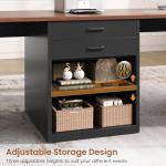 SEDETA 90.5" 2 Person Computer Desk, Long Office Desk with Storage Drawers, Two Person Gaming Desk Writing Table with Storage for Home Office, Black