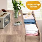 Karl home Grey 5 Drawer Dresser for Bedroom, Modern Wood Dresser Chest of Drawers, Bedroom Modern Nightstand, Anti-Tipping Device, Rose Gold Metal Handle, Living Room, Hallway, Office