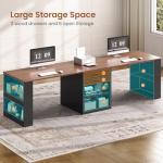 SEDETA 90.5" 2 Person Computer Desk, Long Office Desk with Storage Drawers, Two Person Gaming Desk Writing Table with Storage for Home Office, Black