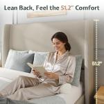 Jocisland King Upholstered Platform Bed Frame with 51.2" Tall Wingback Headboard–Solid Wood Legs, No Box Spring Needed, Brown Linen–Modern Style for Any Bedroom