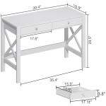 ChooChoo Computer Desk Study for Home Office, Modern Simple 40 Inches White Desk with Drawers, Makeup Vanity Console Table