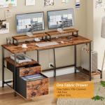 Rustic Brown Computer Desk with Drawer & Outlets