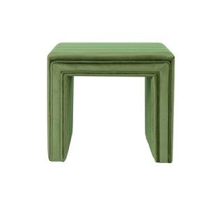 HomePop Modern Channel Tufted Velvet Ottoman Home Décor|Ottoman for Living Room & Bedroom - Green