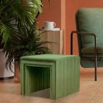 HomePop Modern Channel Tufted Velvet Ottoman Home Décor|Ottoman for Living Room & Bedroom - Green