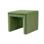 HomePop Modern Channel Tufted Velvet Ottoman Home Décor|Ottoman for Living Room & Bedroom - Green