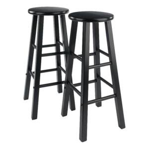 Winsome 2-Piece Modern Black Bar Stool Set
