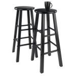 Winsome 2-Piece Modern Black Bar Stool Set