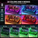 YITAHOME LED Coffee Table with Storage, High Glossy LED Coffee Tables for Living Room, Modern Black Rectangle Coffe Table, Small Center Table with Open Display Shelf & Sliding Drawers, Black