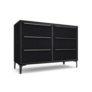 tinge Naima Premium 6 Drawer Fabric Dresser - Heavy Duty Metal Frame with Sag-Proof Storage Drawers for Clothes - Durable Midnight Black Bedroom Chest & Sleek Metal Handles