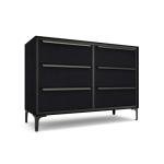tinge Naima Premium 6 Drawer Fabric Dresser - Heavy Duty Metal Frame with Sag-Proof Storage Drawers for Clothes - Durable Midnight Black Bedroom Chest & Sleek Metal Handles