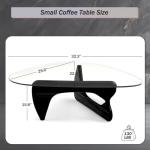 Black Modern Glass Coffee Table, Unique Triangle Coffee Table for Living Room, Tempered Glass Top + Wooden Base, Abstract Contemporary Center Tables for Home Office Bedroom