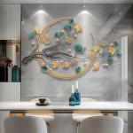 QXSXKJ 3D Metal Wall Art Decor for Living Room Large Modern Wall Sculptures Gold, 59'' Metal Wall-mounted Home Decoration, Creative Ginkgo Décor for Living Room Dining Room Bedroom (ginkgo leaf)