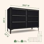 tinge Naima Premium 6 Drawer Fabric Dresser - Heavy Duty Metal Frame with Sag-Proof Storage Drawers for Clothes - Durable Midnight Black Bedroom Chest & Sleek Metal Handles
