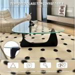 Black Modern Glass Coffee Table, Unique Triangle Coffee Table for Living Room, Tempered Glass Top + Wooden Base, Abstract Contemporary Center Tables for Home Office Bedroom