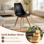 Dining Chairs Set of 4, Modern Upholstered Dining Room Chairs with PU Leather Padded Seat, Armless Kitchen Chairs with Curved Backrest and Solid Wood Legs for Dining Room, Kitchen, Apartment, Black