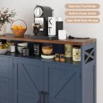 Befrases Farmhouse Buffet Cabinet with Drawers & Open Shelf, Sideboard with Storage, Kitchen Pantry Cabinet Hutch, Coffee Bar Station for Kitchen, Livingroom, 47" L Blue