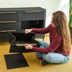 tinge Naima Premium 6 Drawer Fabric Dresser - Heavy Duty Metal Frame with Sag-Proof Storage Drawers for Clothes - Durable Midnight Black Bedroom Chest & Sleek Metal Handles