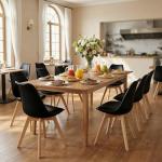 Dining Chairs Set of 4, Modern Upholstered Dining Room Chairs with PU Leather Padded Seat, Armless Kitchen Chairs with Curved Backrest and Solid Wood Legs for Dining Room, Kitchen, Apartment, Black