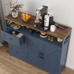 Befrases Farmhouse Buffet Cabinet with Drawers & Open Shelf, Sideboard with Storage, Kitchen Pantry Cabinet Hutch, Coffee Bar Station for Kitchen, Livingroom, 47" L Blue