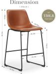 DUMOS 26 Inch Counter Height Bar Stools Set of 4, Modern Faux Leather High Barstools with Back and Metal Leg, Bar Chairs for Kitchen Island, Brown