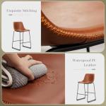 DUMOS 26 Inch Counter Height Bar Stools Set of 4, Modern Faux Leather High Barstools with Back and Metal Leg, Bar Chairs for Kitchen Island, Brown