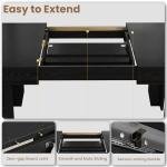 GarveeHome 63 in-86.6 in Extendable Dining Room Table for 6-10, Farmhouse Kitchen Tables w/Wooden Sturdy Frame, Large Rectangular Dinner Table for Dining Room, Kitchen