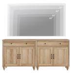 Large Oak Buffet Cabinet with 4 Doors & Drawers