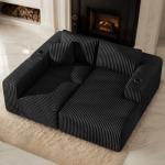 DURASPACE Modular Sectional Sofa, Cloud Boneless Couch with Deep Seat, Cup Holder, Memory Foam, Corduroy L Shaped Couch Convertible Sofa Bed for Living Room Bedroom, No Assembly Required