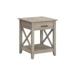 Bush Home End Table with Drawer, Nightstand with Storage, Living Room and Bedroom Furniture, Key West Collection, Washed Gray