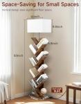 OUTONLIFE 9 Tier Tree Bookshelf with Light, Remote & Timer, Modern Tall Floor Standing Book Shelf, Narrow Wood Bookcase, Small Book Organizer Shelves for Living Room, Bedroom, Office