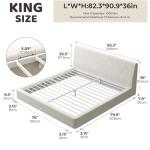 RECCI AirFrame King Size Bed Frame with Ergonomic Angled Foam Cushioned Headboard, Minimalist Design Platform Bed Frame, No Box Spring Needed, Easy Assembly (Beige Chenille)