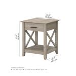 Bush Home End Table with Drawer, Nightstand with Storage, Living Room and Bedroom Furniture, Key West Collection, Washed Gray