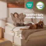 RECCI AirFrame King Size Bed Frame with Ergonomic Angled Foam Cushioned Headboard, Minimalist Design Platform Bed Frame, No Box Spring Needed, Easy Assembly (Beige Chenille)