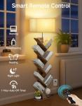 OUTONLIFE 9 Tier Tree Bookshelf with Light, Remote & Timer, Modern Tall Floor Standing Book Shelf, Narrow Wood Bookcase, Small Book Organizer Shelves for Living Room, Bedroom, Office