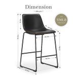 DUMOS 26 Inch Counter Height Bar Stools Set of 4, Modern Faux Leather High Barstools with Back and Metal Leg, Bar Chairs for Kitchen lsland, Black