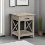 Bush Home End Table with Drawer, Nightstand with Storage, Living Room and Bedroom Furniture, Key West Collection, Washed Gray