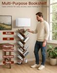 OUTONLIFE 9 Tier Tree Bookshelf with Light, Remote & Timer, Modern Tall Floor Standing Book Shelf, Narrow Wood Bookcase, Small Book Organizer Shelves for Living Room, Bedroom, Office