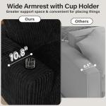 DURASPACE Modular Sectional Sofa, Cloud Boneless Couch with Deep Seat, Cup Holder, Memory Foam, Corduroy L Shaped Couch Convertible Sofa Bed for Living Room Bedroom, No Assembly Required