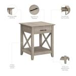 Bush Home End Table with Drawer, Nightstand with Storage, Living Room and Bedroom Furniture, Key West Collection, Washed Gray