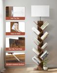 OUTONLIFE 9 Tier Tree Bookshelf with Light, Remote & Timer, Modern Tall Floor Standing Book Shelf, Narrow Wood Bookcase, Small Book Organizer Shelves for Living Room, Bedroom, Office