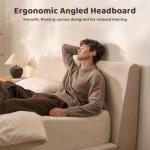 RECCI AirFrame King Size Bed Frame with Ergonomic Angled Foam Cushioned Headboard, Minimalist Design Platform Bed Frame, No Box Spring Needed, Easy Assembly (Beige Chenille)