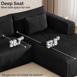 DURASPACE Modular Sectional Sofa, Cloud Boneless Couch with Deep Seat, Cup Holder, Memory Foam, Corduroy L Shaped Couch Convertible Sofa Bed for Living Room Bedroom, No Assembly Required