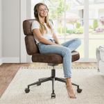 OLIXIS Ergonomic Home Office Desk Chair, PU Leather Computer Chair with Lumbar Support Adjustable Height Rolling Swivel Executive Task Armrests Chair, Modern Brown