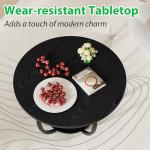 HOMERECOMMEND Round Coffee Table,Wooden 2-Tier Circle Coffee Tables with Storage Shelves,Accent Center Table for Living Room, Sofa Table for Home Office, Black