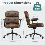 OLIXIS Ergonomic Home Office Desk Chair, PU Leather Computer Chair with Lumbar Support Adjustable Height Rolling Swivel Executive Task Armrests Chair, Modern Brown