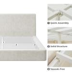 RECCI AirFrame King Size Bed Frame with Ergonomic Angled Foam Cushioned Headboard, Minimalist Design Platform Bed Frame, No Box Spring Needed, Easy Assembly (Beige Chenille)