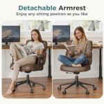 OLIXIS Ergonomic Home Office Desk Chair, PU Leather Computer Chair with Lumbar Support Adjustable Height Rolling Swivel Executive Task Armrests Chair, Modern Brown